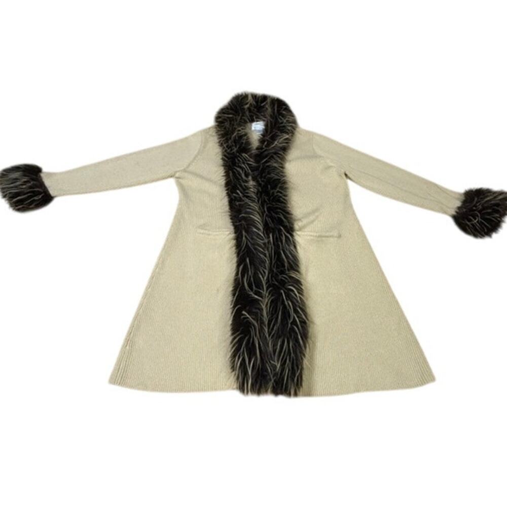 "SIDEFFECTS" VTG Y2K Faux Fur Open Front Sweater SZ L SMALL SPOT SEE PICS Rare!‎